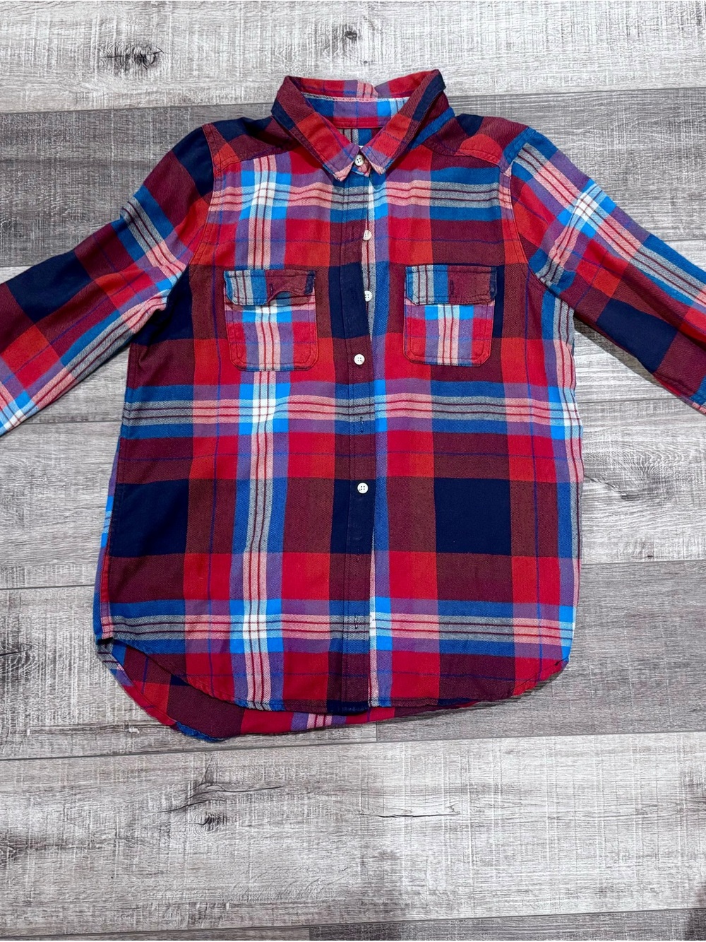 Mossimo Supply Co. Red & Navy Plaid Button-Down Shirt
